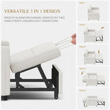 DWVO 55" Convertible Sofa Bed, 3-in-1 Sleeper Sofa with Pull-Out Bed, Linen Futon Couch with Adjustable Backrest and Side Pocket, Modern Loveseat for Living Room Apartment, Light Beige DWVO