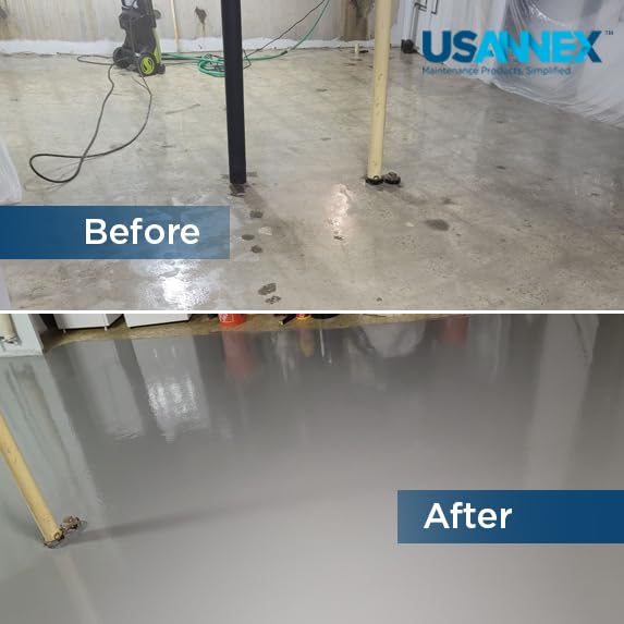 USANNEX Garage Floor Epoxy - 100% Epoxy Resins - Heavy Duty Floor Coating, Floor Sealer - Ideal for Garage Floor (Dark Gray) USANNEX