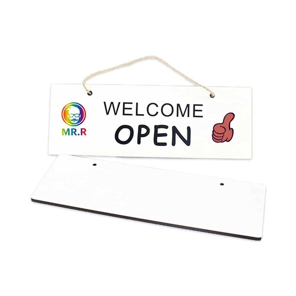 MR.R 2 Pieces Sublimation Blanks MDF Rectangle Door Plaque Hanger Home Wall Door Decor,11x4 inch MR.R