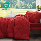BEDELITE Red Queen Comforter Set - 3 Pieces Boho Pintuck Bedding Comforter Sets, Lightweight Soft & Warm Bed Comforter Queen with 2 Pillowcases for All Season BEDELITE