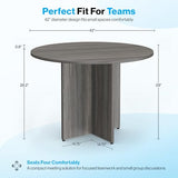 NBF 42" Round Conference Tables - Thermally Fused Gray Laminate Conference Room Tables - X Base Office Meeting Table - Durable Training Tables for Brainstorming Collaboration Sessions nbf signature series