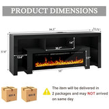 94.5" Fireplace TV Stand for TVs Up to 100", Gaming LED Entertainment Center with 50" Electric Fireplace, Modern High Gloss Media Console for Living Room, Glass Shelves & Open Storage, Black CayugaCrekrd