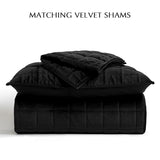 EVERGRACE Pearl Velvet Quilt Full Queen Size Bedding Sets, Luxurious Soft Velvet Comforter Set, Lightweight Box Stitching Oversized Bedspread Coverlet for All Season, with 2 Shams, Black EVERGRACEHOME