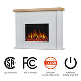 Real Flame Marshall 49" Slim Electric Fireplace with Mantel for Living Room or Bedroom, Replaceable Fireplace Insert Heater, Realistic Log and Flame Effect, Remote Control, White Real Flame