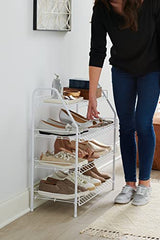 Rubbermaid 4-Tier Wire Shoe Rack, White, Simple Assemble, Storage Shelf for Organization in Bedroom/Closet Rubbermaid