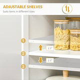 HOMCOM 67" Pantry Cabinet, Modern Kitchen Hutch, Freestanding Storage Cabinet with Glass Doors, Adjustable Shelves and Drawers, White HOMCOM