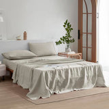 EVERLY Linen Sheets Set Twin Size,100% French Pure Linen Sheets Set,3Pieces (1Flat Sheet,1Fitted Sheet,1Pillowcase) Suitable for Hot Sleepers, Stonewash Not Dyed Deep Pocket Natural Linen Bedding Set EVERLY