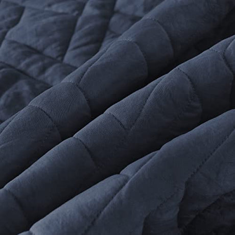 HORIMOTE HOME Quilt Set King Size Navy Blue, Classic Geometric Diamond Stitched Pattern, Ultra Soft Lightweight Bedspread Coverlet for All Season 3 Pieces(1 Quilt and 2 Pillow Shams) HORIMOTE HOME