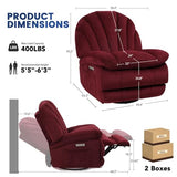 EONIX Dual Motor Power Swivel Rocker Recliner Chair for Living Room, Power Adjustable Backrest and Extended Footrest, Shell Shape Recliner Chair with USB Charging Ports, SXXY004021, Burgundy