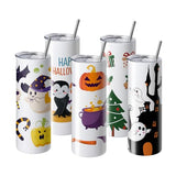 VEVOR 8 Pack Sublimation Tumblers 20 Oz Skinny Straight, Stainless Steel Sublimation Tumblers Blank, Stainless Steel Double Wall Tumbler for Heat Transfer Customized Gifts with Lid and Straw, Gift Box VEVOR