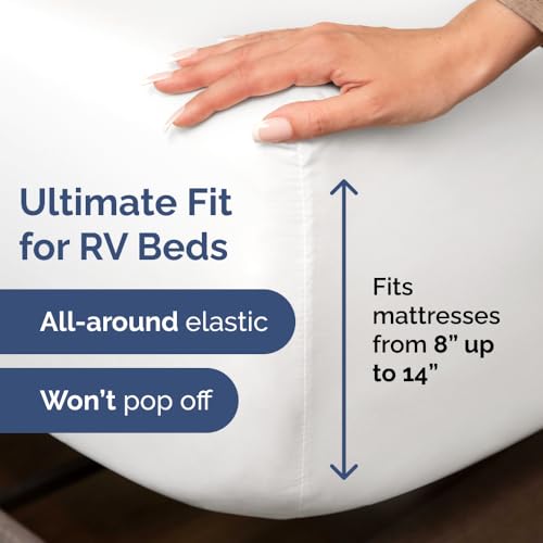 RV King Size Sheet Set 72 X 80 - 4 Piece RV Short Queen Bed Sheets - Ultra Soft, Breathable & Cooling - Designed for Bunks, Trailers & Camper - Fits 8” to 12" Mattress - Hotel Luxury Bedding - White CGK Unlimited