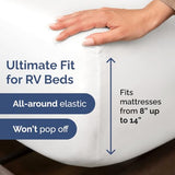 RV King Size Sheet Set 72 X 80 - 4 Piece RV Short Queen Bed Sheets - Ultra Soft, Breathable & Cooling - Designed for Bunks, Trailers & Camper - Fits 8” to 12" Mattress - Hotel Luxury Bedding - White CGK Unlimited