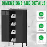 Ustamio 61 Inches Metal Storage Cabinet with Doors and Shelves, 4 Tier Kitchen Pantry Cabinet, Metal Cabinet for Home Office, Dinning Room, Laundry Room, Living Room, Bathroom and Utility Room (Black) Ustamio