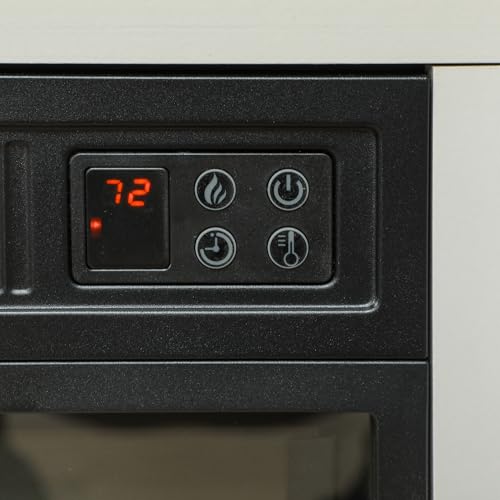 HOMCOM 27" Electric Fireplace with Mantel Surround, 1400W Replaceable Fireplace Insert Heater with Realistic Log and Flame Effect, Remote Control, Freestanding Fireplace Heater for Living Room, White HOMCOM