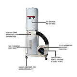 JET Vortex Cone Dust Collector, 30-Micron Bag Filter, 1-1/2 HP, 1Ph 115/230V (Model DC-1100VX-BK) Jet