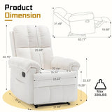 Korser Recliner Chair, Living Room Recliner Chairs for Adults, Small Recliners for Small Spaces, Upholstered Manual Recliner with Side Pockets, Modern Nursery Chair for Living Room, Chenille, Beige