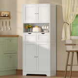 TEENFON 57.8" H Tall Bathroom Storage Cabinet with 4 Doors & 2 Adjustable Shelves, Freestanding Bathroom Cabinet with 2 Drawers, Kitchen Cabinets & Pantry, Cupboard for Kitchen, Dining Room, White TEENFON