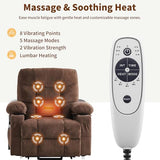 PoteSoar Power Lift Recliner Chair for Elderly with Massage and Heat, Comfortable Electric Power Reclining Chair with Side Pockets,2 Cup Holders and USB Charging Port for Living Room (Dark Brown)