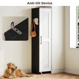 IRONCK Small Kitchen Pantry Cabinet 72" for Narrow Space, with Single Door and Adjustable Shelves, Freestanding Tall Storage Cabinet for Living Room, Bathroom, Black and White IRONCK