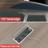 HOLGVE Conference Table, 9FT Seminar Desk, Office Meeting Table for 10, White Metal Frame, Large Rectangle Training Table HOLGVE
