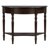 Anwick Vintage Half Moon Console Table with Shelves, Blue Mid Century Entry Way Table with Drawers & Storage, Classy Wooden Sofa Console Tables for Entryway Living Room Hallway & Foyer (Brown) Anwick