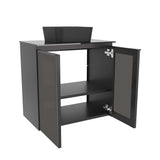 COZIMAX Umbu Combo Black Steel Bathroom Vanity Set 24" with Tempered Glass Countertop and Door, Black Square Ceramic Sink COZIMAX