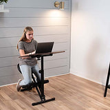 VIVO Kids' Kneeling Chair with 28 x 16 Inch Desk, Young Student Height Adjustable Posture Stool with Tilting Table for Home Study, Max 110 lbs, Black Cushions, Dark Wood Desktop, DESK-KN02D VIVO