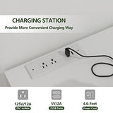 Gyfimoie 6 Drawer Double Dresser with Power Outlet, Accent Chests of Drawers with LED Light, Modern White Storage Dresser with Charging Station (Mirror Not Included) Gyfimoie