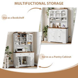 Garvee 71" Pantry Cabinet with Charging Station, Tall Kitchen Pantry Storage Cabinet with Microwave Stand, Farmhouse Kitchen Hutch with Storage Drawers for Living Room, Dining Room, White Garvee