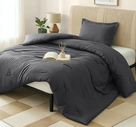 Twin Comforter Set 2 Piece Grey by Utopia Bedding, Comforters Twin Size, Bedding Comforters Sets, Down Alternative Soft Bed Set, 1 Comforter (64 x 88 inches) 1 Pillow Shams (20 x 26 inches)" Utopia Bedding