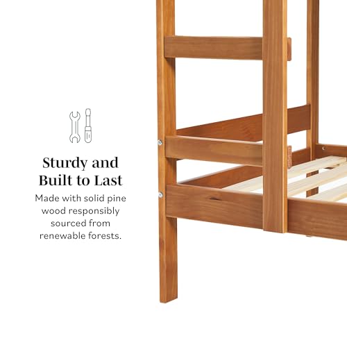 Caramel Twin-Size Children's Bunk Bed Frame by Walker Edison - WoodArtSupply