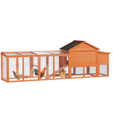 113.5" Large Wooden Chicken Coop Outdoor Big Hen House Poultry Pet Duck Hutch with Run Cage Nesting Box Waterproof Asphalt Roof Ramp Removable Tray Wire Fence for Backyard Small Animals - Natural HAUSPROFI