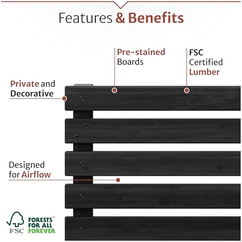 4 ft H x 3.5 ft W x 1.2 ft L Enclo Wood Privacy Screen with Planter Box, Raised Garden Bed with Trellis for Climbing Plants Outdoor, Privacy Planter for Patio, Balcony or Deck, Tacoma Charcoal EC18048 Enclo Privacy Screens