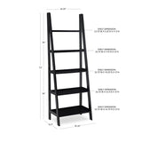 Linon Archdale Black 72" Open Back Ladder Bookshelf with 5 Adjustable Shelves Linon