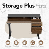 HUANUO Standing Desk with Drawers and File Cabinet, 47 Inch Electric Height Adjustable Desk with Storage, Ergonomic Stand Up Table with Monitor Stand, Black Walnut HUANUO