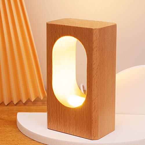 LONRISWAY LED Wood Desk Lamp, Bedroom Bedside Night Light, Dimmable Led Lighting, Creative Home Decor Table lamp, Unique House warmging Gift - WoodArtSupply