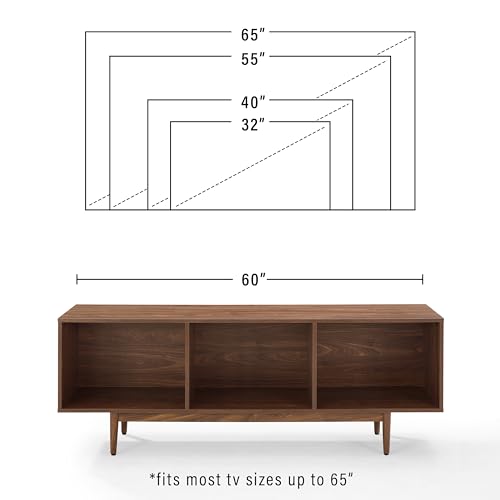 Crosley Furniture Liam Large Vinyl Record Storage TV Stand and Entertainment Center, Media Console, Walnut Crosley Furniture