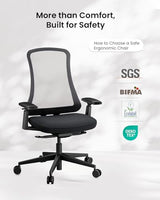 ProtoArc Ergonomic Office Chair - Flexer Computer Chair, Foam Cushion Sliding Seat, Breathable Mesh from Wintex, 125° Reclining Swivel Desk Chairs for Home, Office & Study - Black ProtoArc