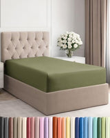 Twin Fitted Bed Sheet - Bottom Single Fitted Sheet Only - Soft Hotel Luxury Bedding w/ 8-16 Inch Deep Pockets - Breathable, Cooling & Wrinkle Free - Easy-Care, Fade and Shrink Resistant - Sage Green CGK Unlimited