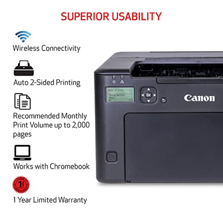 Canon imageCLASS LBP122dw - Monochrome Duplex Wireless Laser Printer, Single Function, Home Office, Mobile Ready, 30 PPM, Black Canon