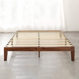 Mellow Naturalista Classic - 12 Inch Solid Wood Platform Bed with Wooden Slats, No Box Spring Needed, Easy Assembly, Queen, Espresso Mellow