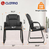 CLATINA Leather Guest Chair with Padded Arm Rest for Reception Meeting Conference and Waiting Room Side Office Home Black with Sled Base 8 Pack CLATINA