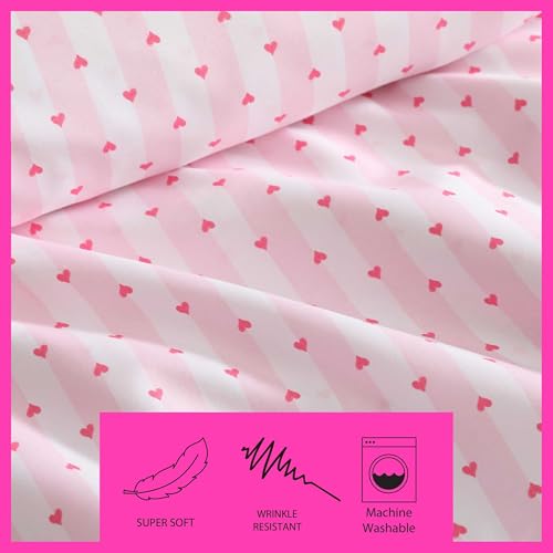 Betsey Johnson - Full/Queen Duvet Cover Set, Super Soft Cotton Bedding Set with Matching Sham(s), Cozy Bedding Set, Oeko-Tex Certified (Wonderland Stripe Pink, Full/Queen) Betsey Johnson