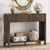 FATORRI Console Entryway Table, Narrow Wooden Sofa Table with 2 Drawers, 39.37 inch Modern Foyer Tables and Couch Tables Behind Sofa for Living Room, Hallway (Dark Walnut) FATORRI