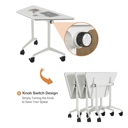 Okeysen Conference Room Table 1 Pack, Modern Modular Folding Training Tables with Flip Top, Mobile Table with Four Locking Wheels, Executive Desk for Meeting Room, Office, Classroom Okeysen