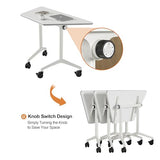 Okeysen Conference Room Table 1 Pack, Modern Modular Folding Training Tables with Flip Top, Mobile Table with Four Locking Wheels, Executive Desk for Meeting Room, Office, Classroom Okeysen