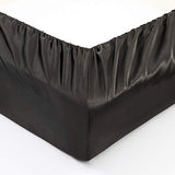P Pothuiny Satin Fitted Sheet Twin XL Size, 1 Single Fitted Sheet Only, Extra Soft Deep Pocket Bottom Bed Sheets Mattress Cover Fits 12" to 16", Wrinkle Free, Fully Elasticized (Black) P Pothuiny