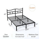 Snaye 14 Inch Queen Bed Frame with Headboard, Heavy Duty Metal Platform Bed Frame Queen Size Mattress Foundation with Sturdy Steel Slats, Easy Assembly Noise Free Snaye