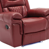 ERYE Manual Recliner Chair with LED Light Strip for Living Room, Bedroom, Manual Reclining Home Theater Seating Armchair, Faux Leather Tufted