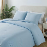 Caressma Light Blue Comforter Set Twin Size, Solid Lightweight Down Alternative Soft Boho Bedding Comforter Set, Breathable Fluffy Microfiber Skin-Friendly Comforter (68"x90") for All Seasons Caressma